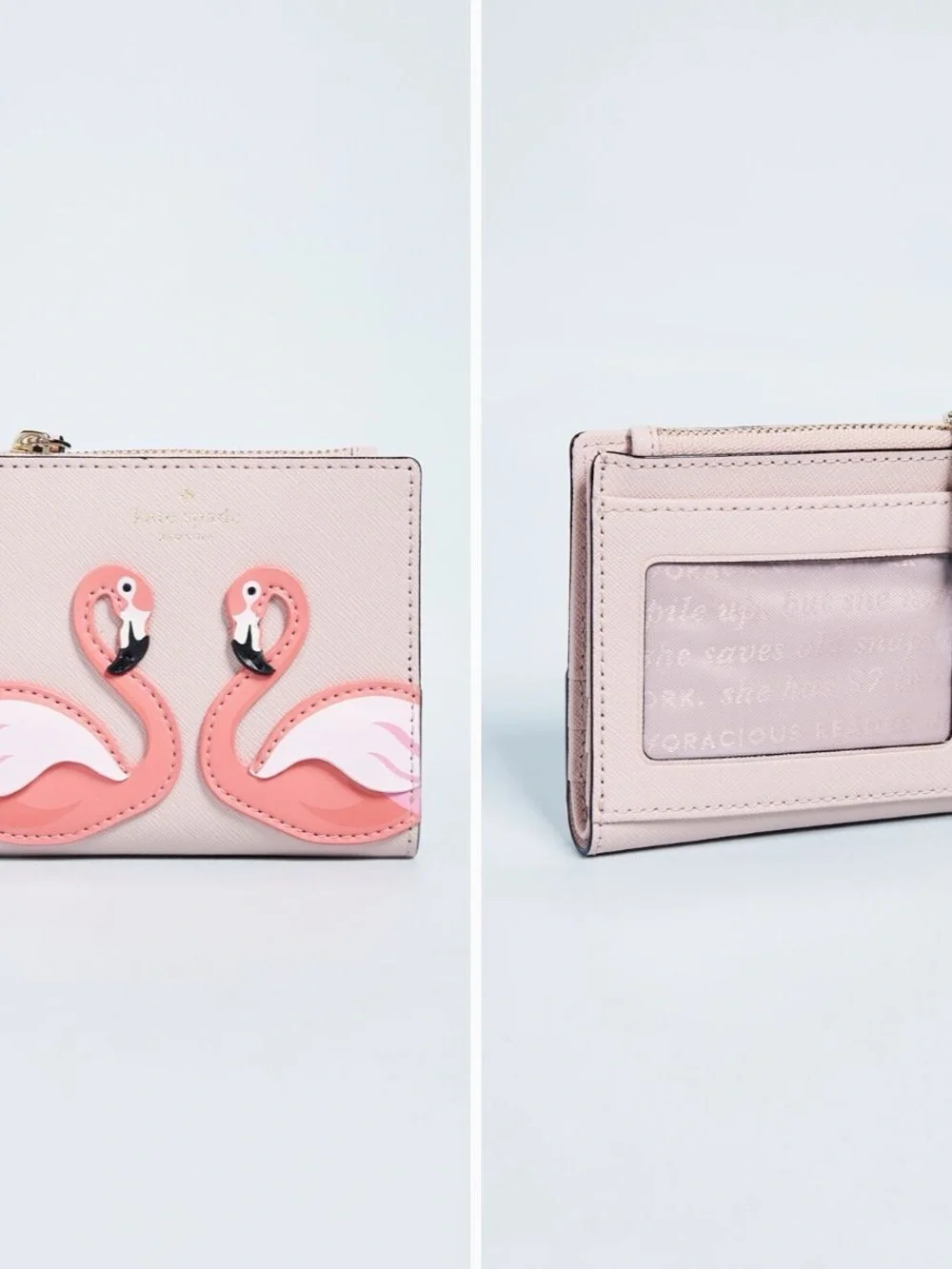 kate spade Pink Flamingo Appliqué Small Zip Wallet